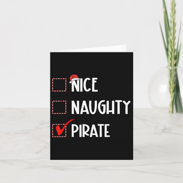 Nice Naughty Pirate Weihnachtsmann Karte (Vorderseite)