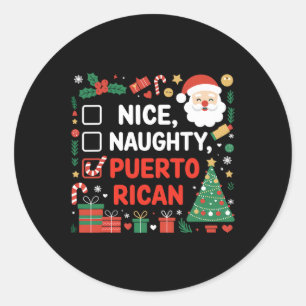 Nice Naughty Puerto Rico Weihnachten Runder Aufkleber