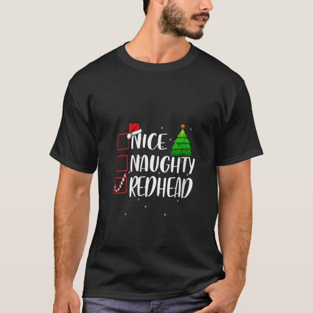Nice Naughty Redhead Christmas Matching Top V Neck (Vorderseite)