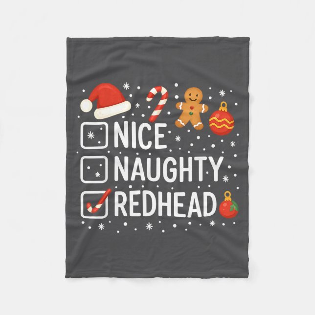 Nice Naughty Redhead Funny Christmas Quote  Fleecedecke (Vorderseite)
