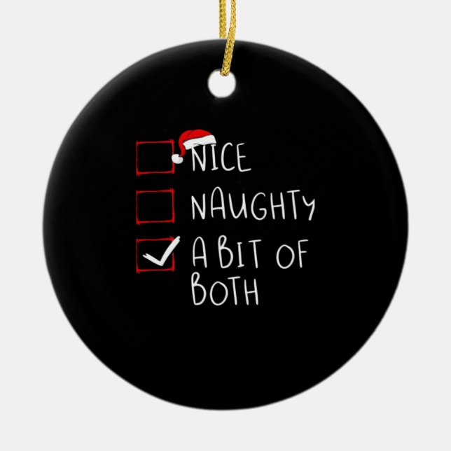 Nice Naughty Santa Hat Humor Vibe Keramik Ornament (Vorne)
