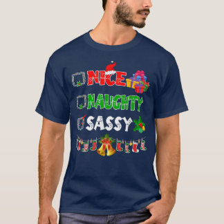 Nice Naughty Sassy Weihnachtslicht Lichter Ornamen T-Shirt