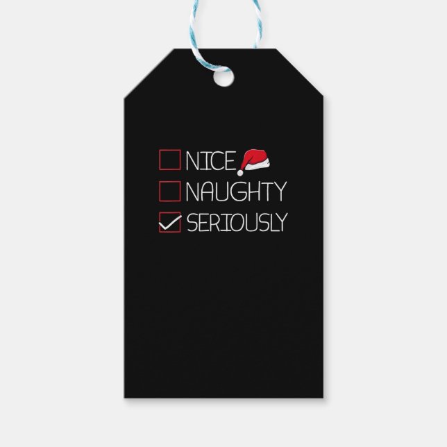 Nice Naughty Seriously Christmas Modern Style Geschenkanhänger (Vorderseite)