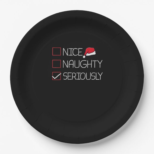 Nice Naughty Seriously Christmas Modern Style  Pappteller (Vorderseite)