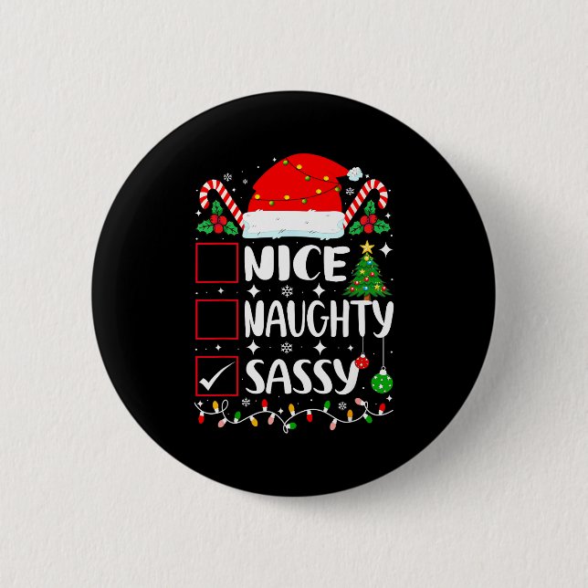 Nice Naughty Sy Christmas List  Button (Vorderseite)