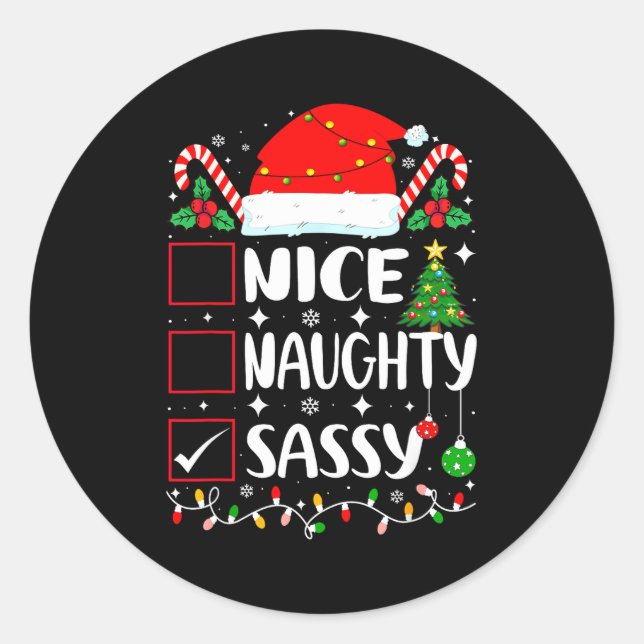 Nice Naughty Sy Christmas List  Runder Aufkleber (Vorderseite)