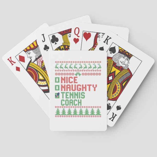 Nice Naughty Tennis Coach Weihnachtsmatte Geschenk Spielkarten (Rückseite)