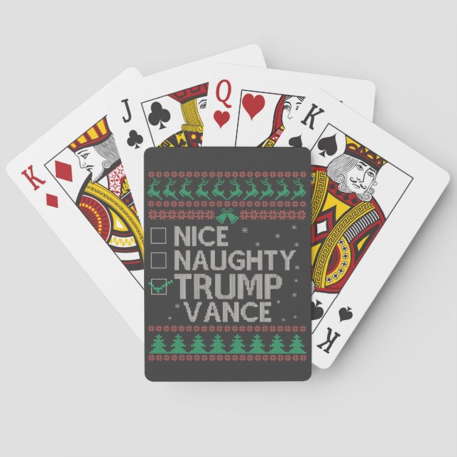 Nice Naughty Trump Vance Wahl Ugly Sweater Spielkarten (Rückseite)