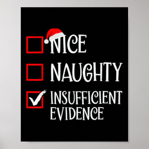 Nice Naughty Ungenügend Beweise Funny Christmas Poster