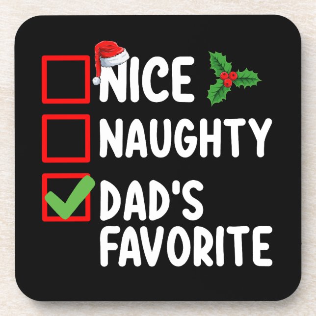 Nice Naughty Vaters Lieblingsweihnachtsfamilie Getränkeuntersetzer (Vorderseite)
