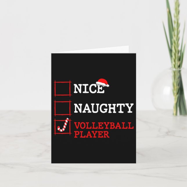 Nice Naughty Volleyll Player Weihnachten Weihnacht Karte (Vorderseite)