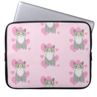 Nice Niedlich Grau Cat Liebe Cartoon Muster