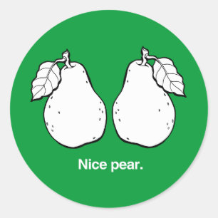 NICE PEAR - WEISS -.pnng Runder Aufkleber
