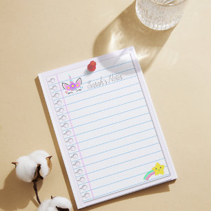 Nice Pink Unicorn & Regenbogen Schießstar 4" x "6 Post-it Klebezettel