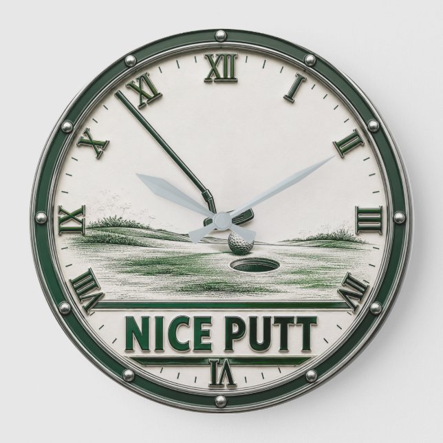 Nice Putt Golf Golfer Gift Große Wanduhr (Vorderseite)