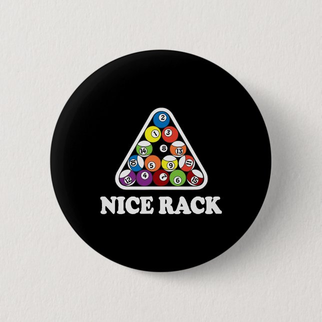 Nice Rack Billiard Pool T Shirt Button (Vorderseite)