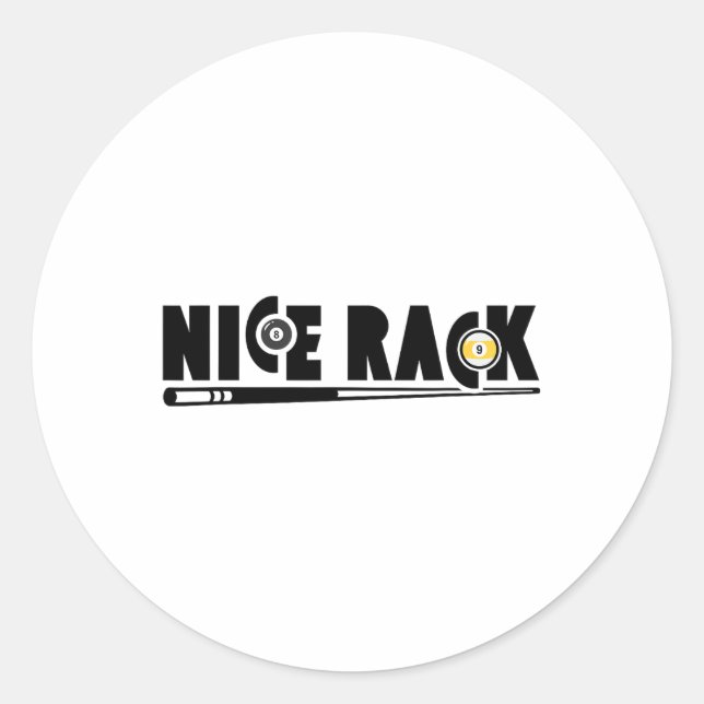 Nice Rack Pool Billiard Player Funny 1 Runder Aufkleber (Vorderseite)