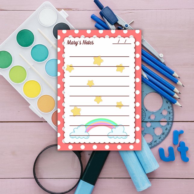 Nice Red Polka Punkte, niedliche Sterne & Regenbog Post-it Klebezettel (Von Creator hochgeladen)