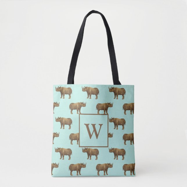 Nice Rhinos Monogram Initial Tasche (Vorderseite)