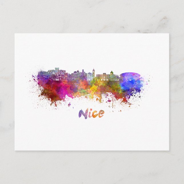 Nice skyline im Watercolor Postkarte (Vorderseite)