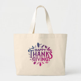 Nice text Happy Thanksgiving mit Blätter Herbst Jumbo Stoffbeutel