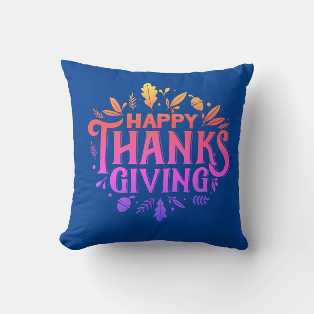 Nice text Happy Thanksgiving mit Blätter Herbst Th Kissen (Vorderseite)