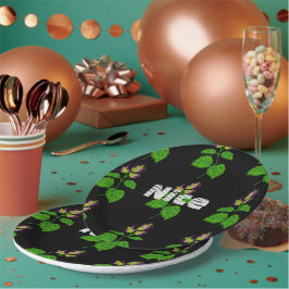 Nice Text Name mit schönem grünem Blatt Pappteller