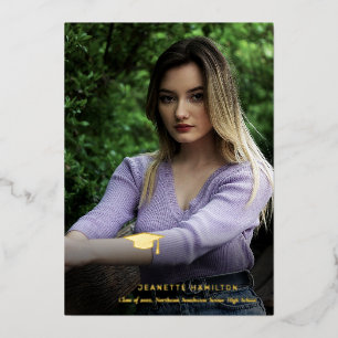 Nice Typografy Script Front/Back Foto Abschluss Folieneinladung