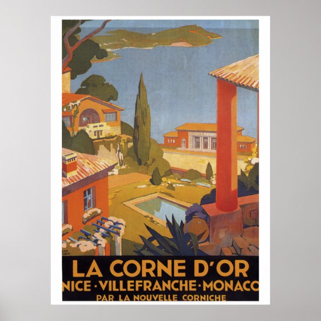 Nice Villefranche Monaco Poster vintage (Devant)