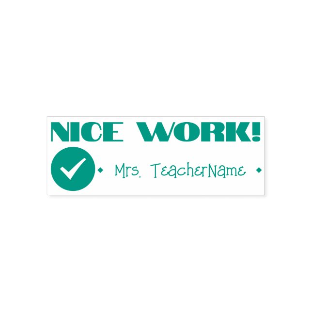 "NICE WORK!" + Tutor-Name Rubber-Briefmarke Permastempel (Design)