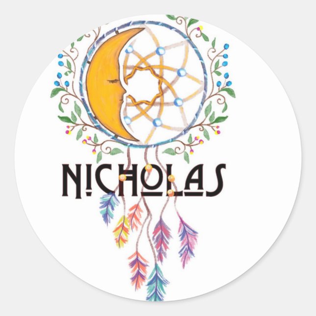 Nicholas Dreamcatcher Runder Aufkleber (Vorderseite)