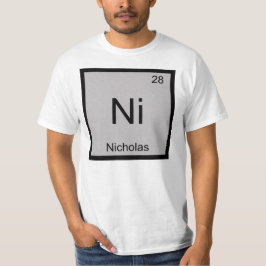 Nicholas Name Chemistry Element Periodic Table T-Shirt