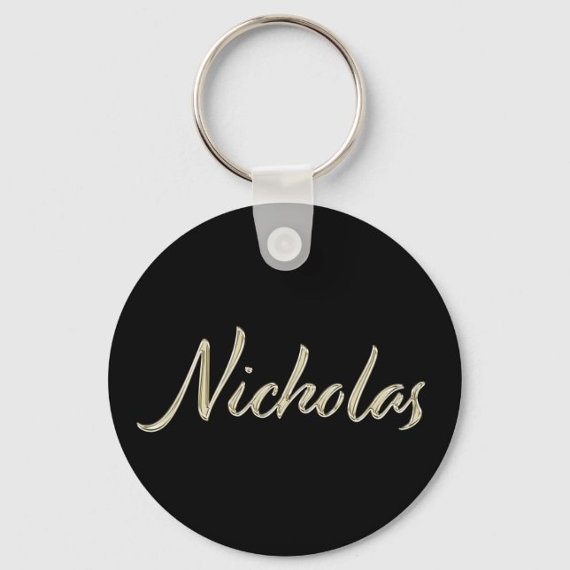 Nicholas Whitegold Button Name Schlüsselanhänger (Vorderseite)