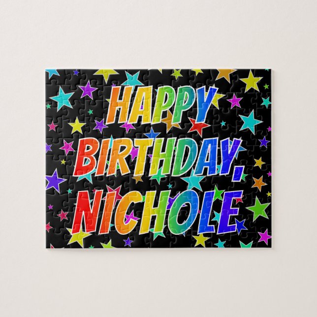 "NICHOLE" Vorname, Spaß "GLÜCKLICHER GEBURTSTAG" (Horizontal)