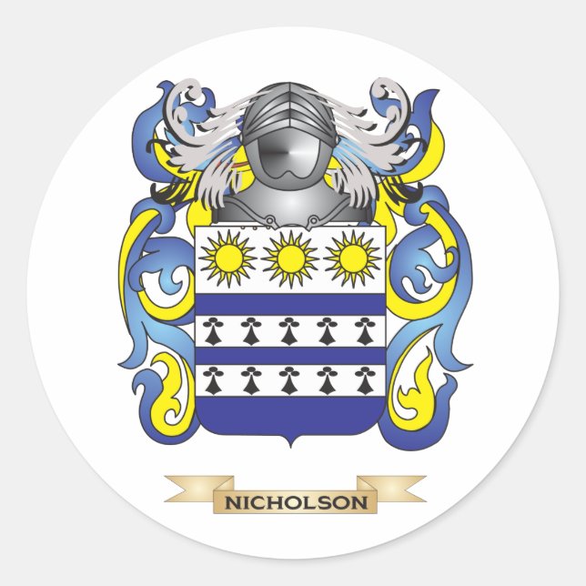 Nicholson Coat of Arms (Familienwappen) Runder Aufkleber (Vorderseite)