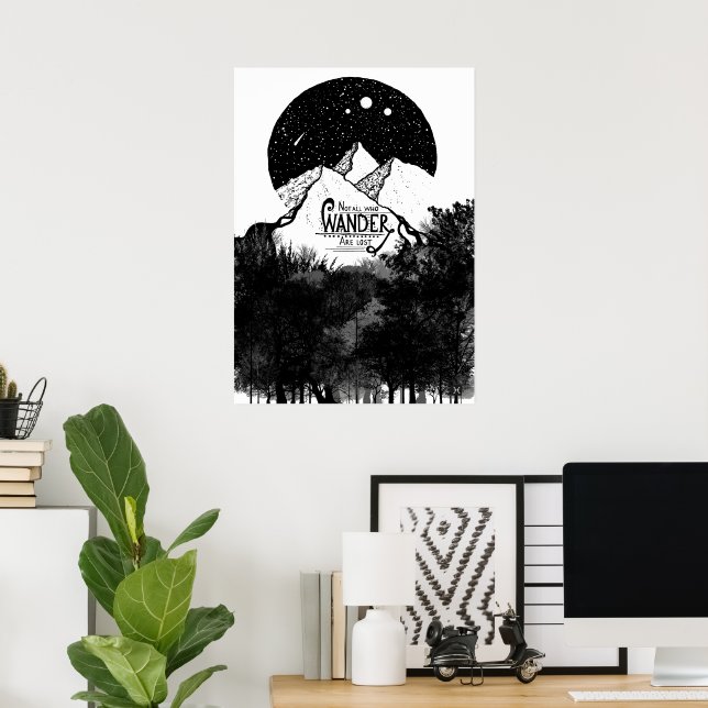 Nicht alle, die WANDER verloren haben, Illustratio Poster (Heimbüro)