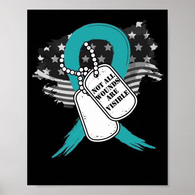 Nicht alle Wunden sind erkennbar PTSD Awareness Aq Poster (Vorne)