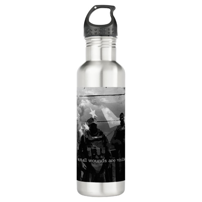 Nicht alle Wunden sind sichtbar PTSD Awareness Fla Edelstahlflasche (Vorderseite)