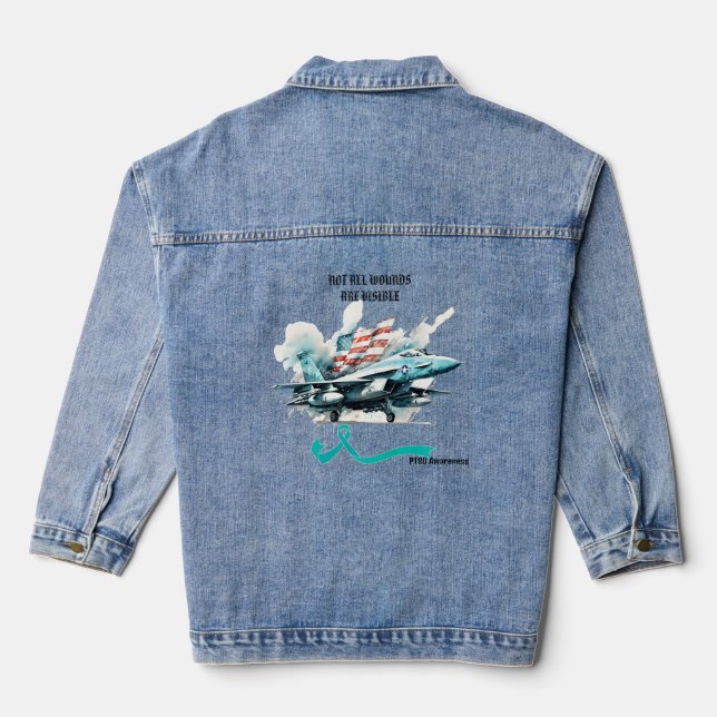 NICHT ALLE WUNDEN SIND SICHTBAR. PTSD AWARENESS. JEANSJACKE (Rückseite)