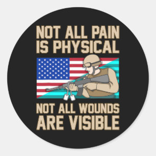 Nicht alle Wunden sind sichtbar Ptsd Awareness Rib Runder Aufkleber