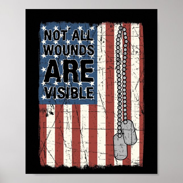 Nicht alle Wunden sind sichtbar, wenn Ptsd uns Arm Poster (Vorne)
