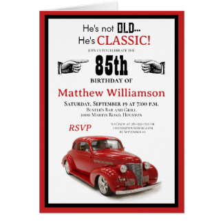 Nicht alt, Classic Red Coupe 85. Geburtstag w Deta