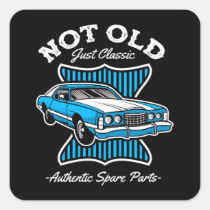 Nicht alt, nur klassisches Retro-Autodesign Quadratischer Aufkleber
