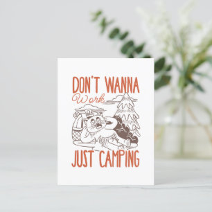 Nicht arbeiten wollen, nur Camping - Vintage Katze Postkarte