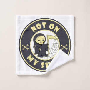 Nicht auf meiner Schicht Grim Sensenmann Halloween Waschlappen