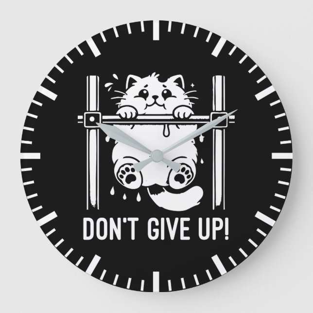 Nicht aufgeben - Funny Gym Cat Motivierend Spaß Große Wanduhr (Vorderseite)
