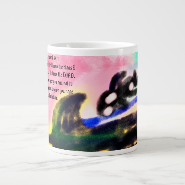 Nicht aufgeben Jumbo-Tasse (Vorderseite)