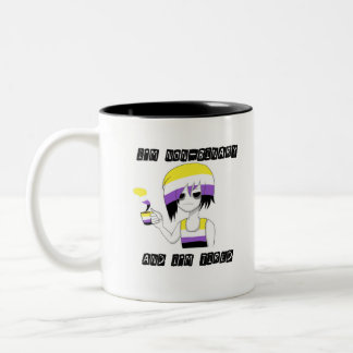 Nicht-Binär und müde (Stolz-Monat 2019) Zweifarbige Tasse
