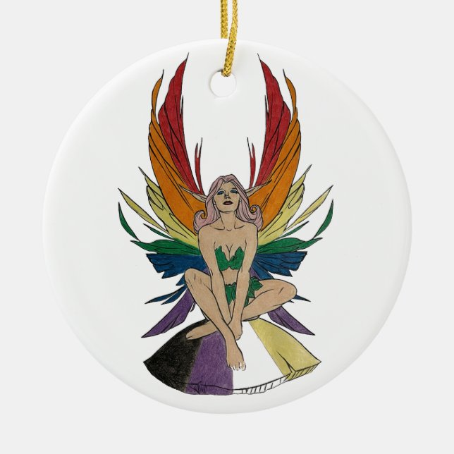 Nicht-binäre Fee Keramik Ornament (Vorne)