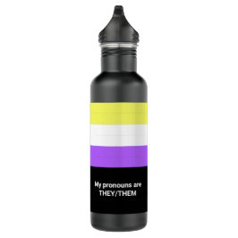 Nicht binäre Geschlechterflagge LGBT-Name Pronomen Edelstahlflasche